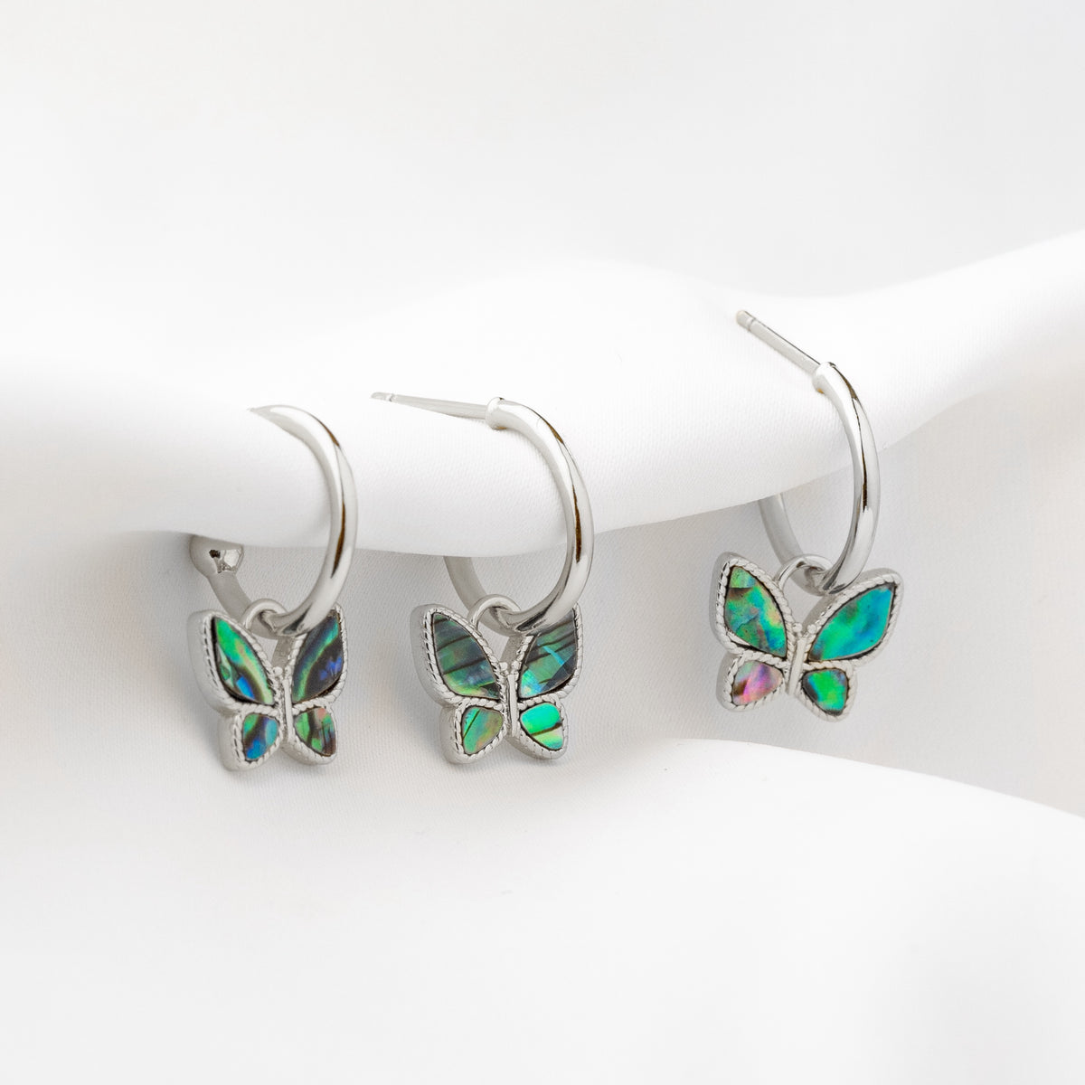Silver Mother Of Pearl Butterfly Earring