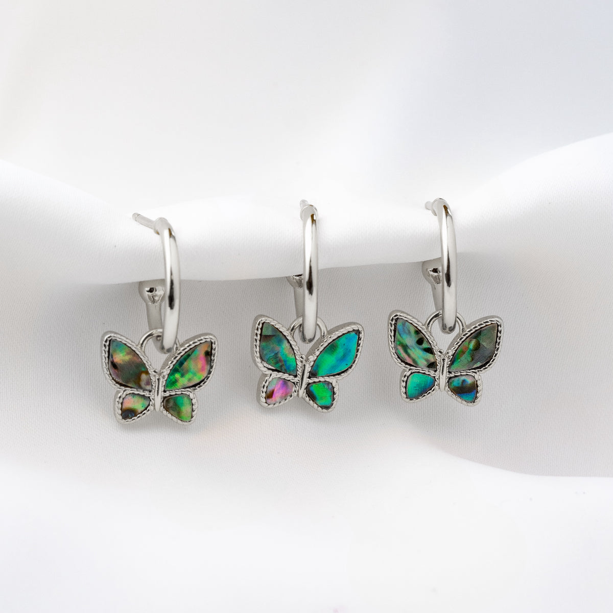 Silver Mother Of Pearl Butterfly Earring