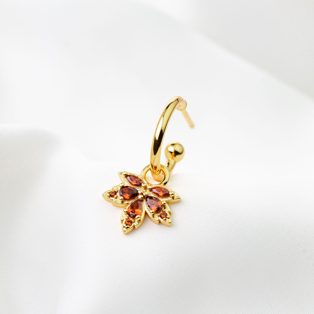 Amber Maple Leaf Earring