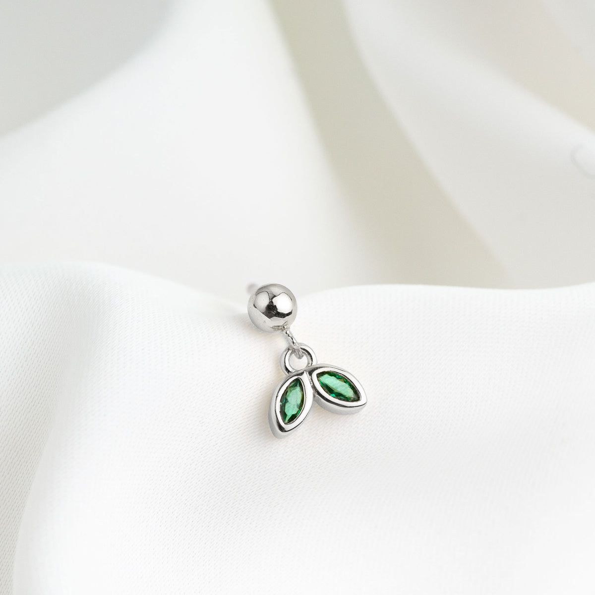 Silver Olive Leaf Earpin