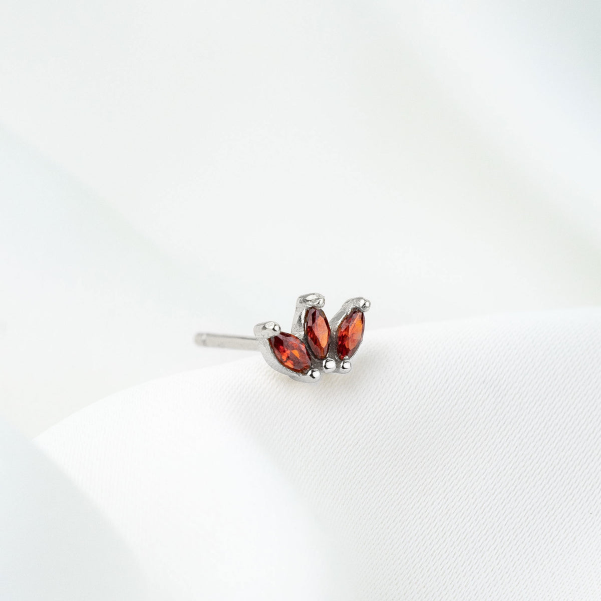 Silver Amber Petal Stud