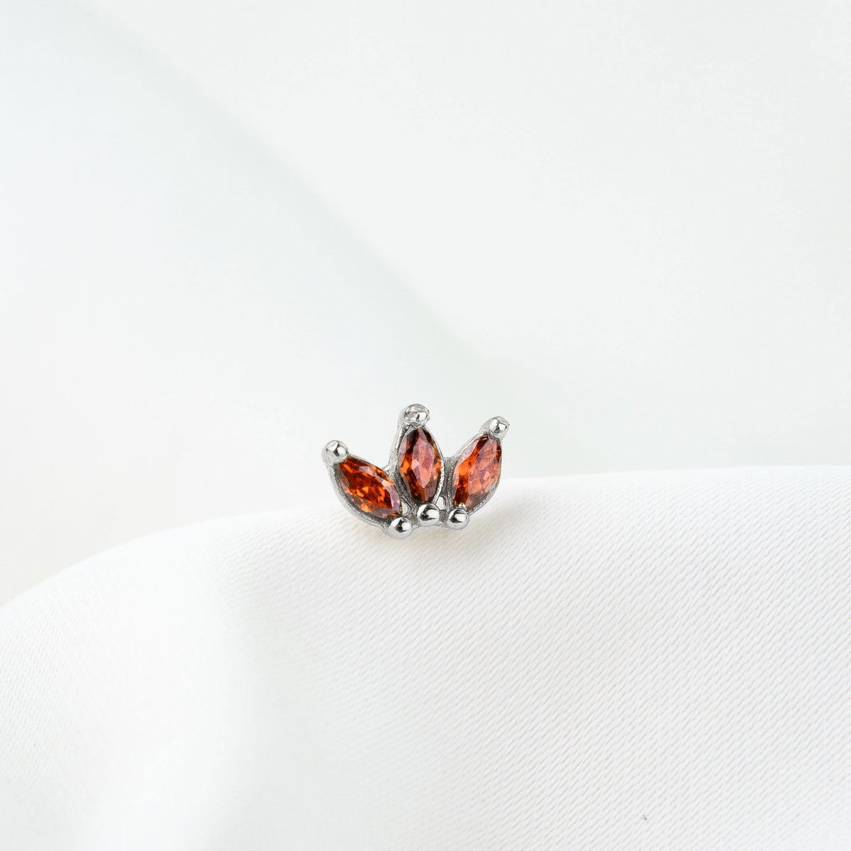 Silver Amber Petal Stud