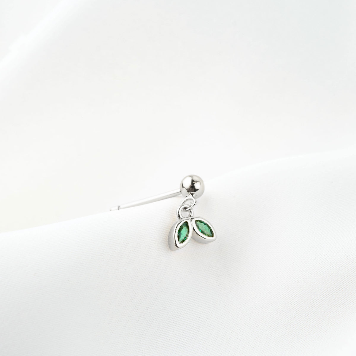 Silver Olive Leaf Earpin