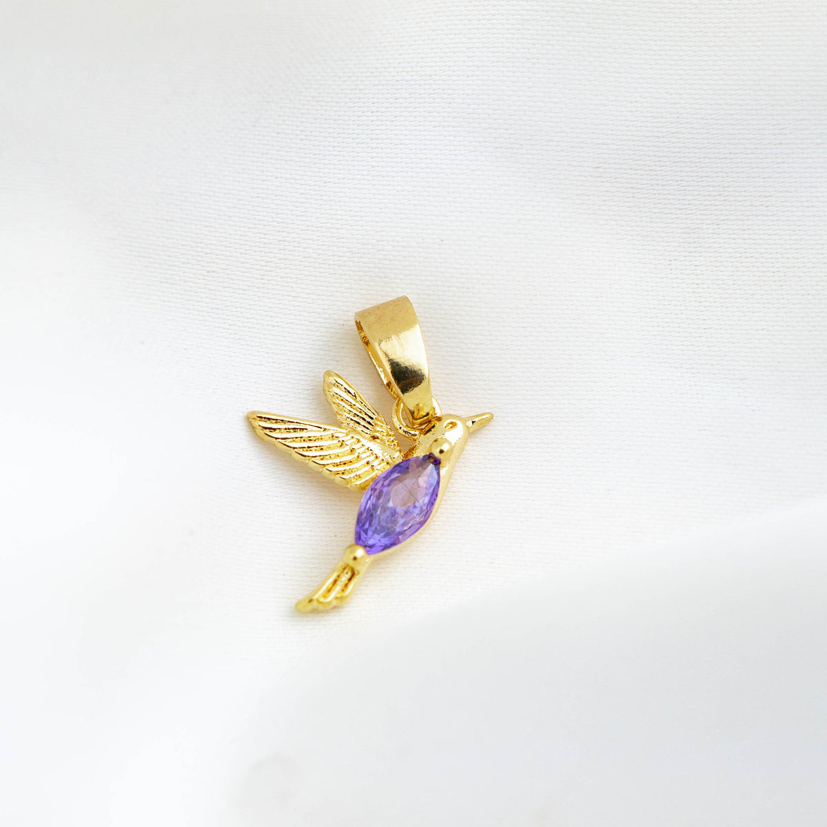 Gleaming Purple Hummingbird Necklace