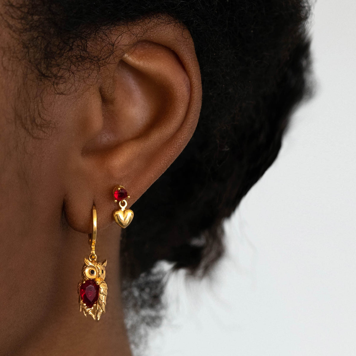 Ruby Diamond Earpin Heart