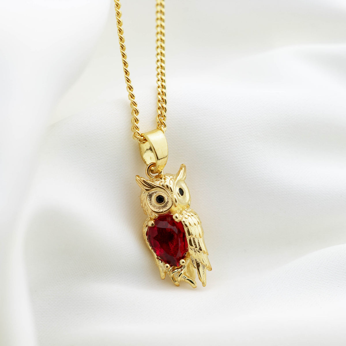 Golden Ruby Owl Necklace