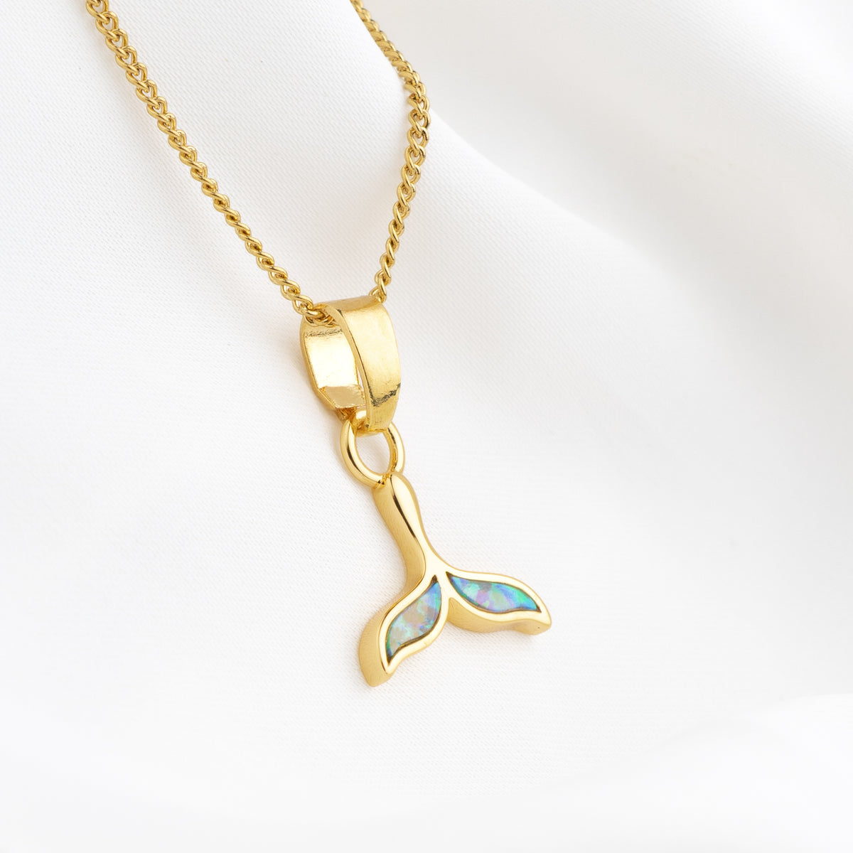 Green Opal Whale Tail Necklace