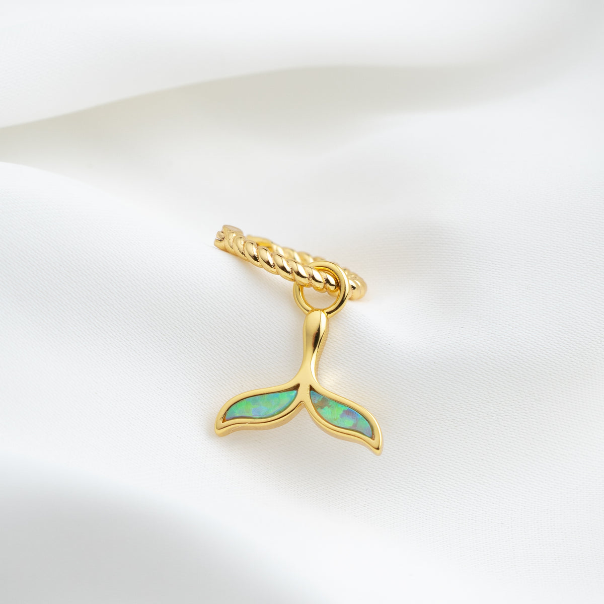 Green Opal Whale Tail Earring
