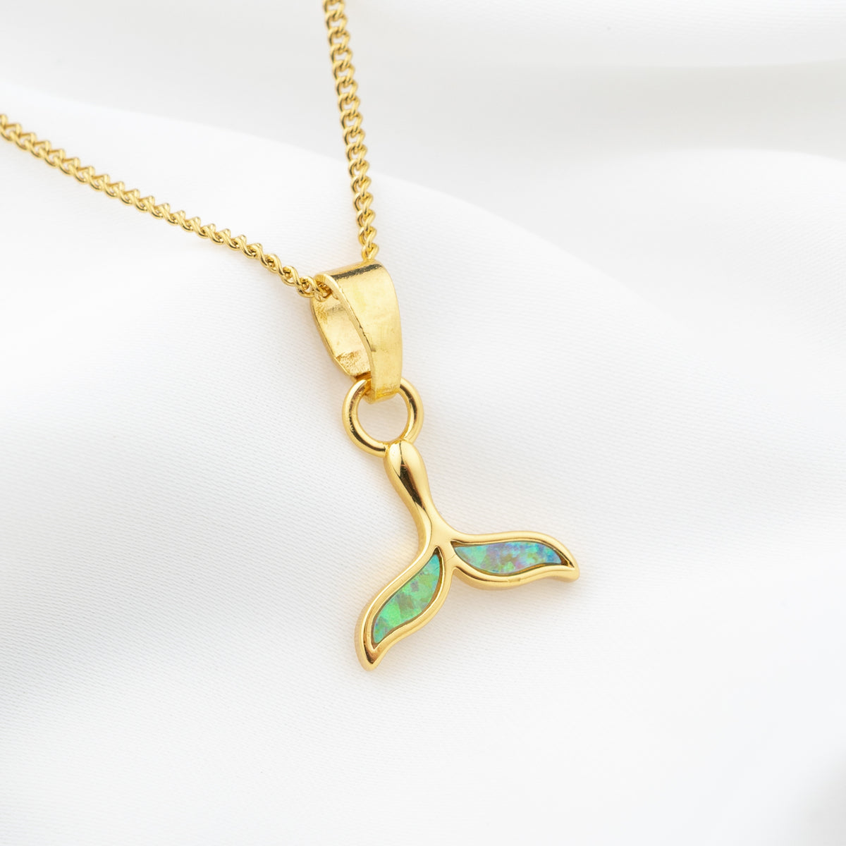 Green Opal Whale Tail Necklace