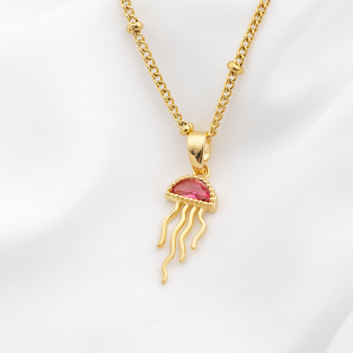 Pink Tropical Jellyfish Necklace