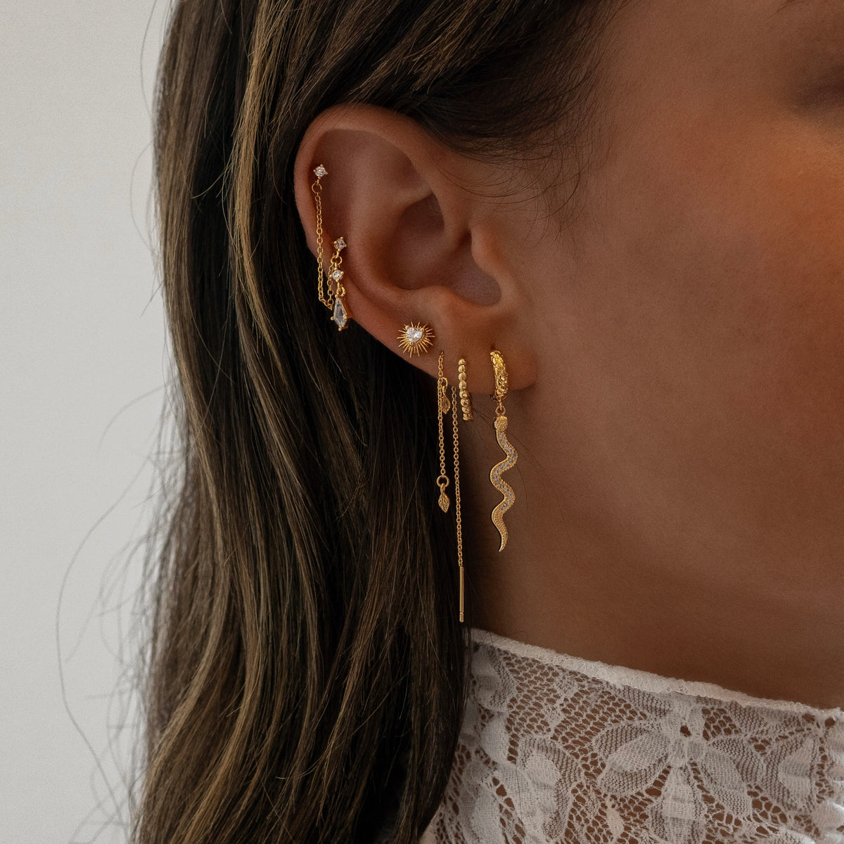 Silver Sparkling Snake Earring
