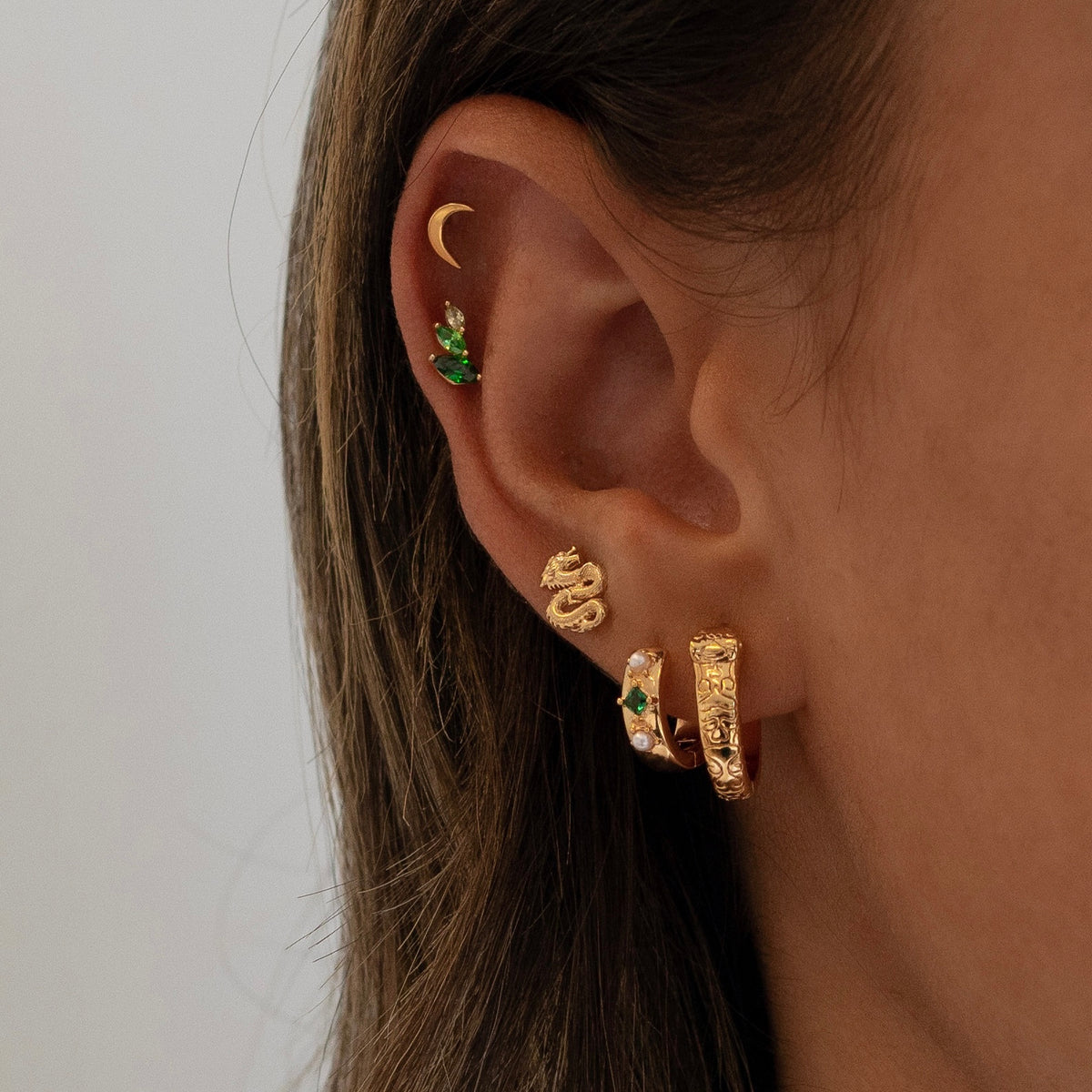 Emerald Delicate Marquise Diamonds Stud