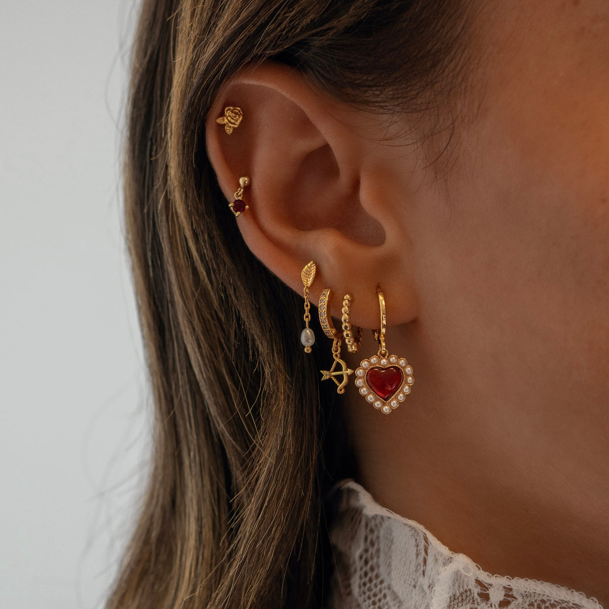 Ruby Romantic Pearls Earring