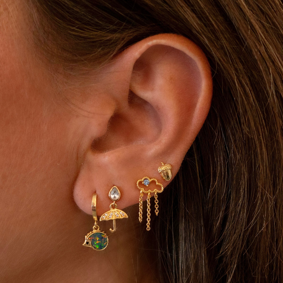 Autumn Opal Hedgehog Earring