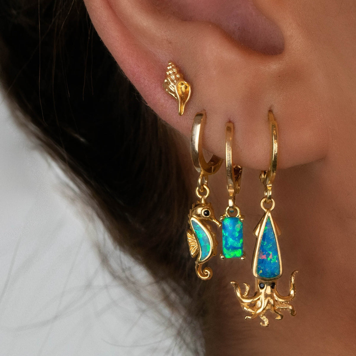 Opal Seahorse Earring