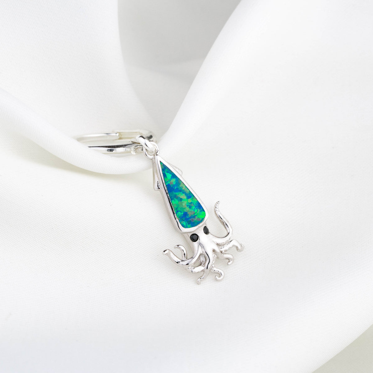 Silver Opal Squid Earring