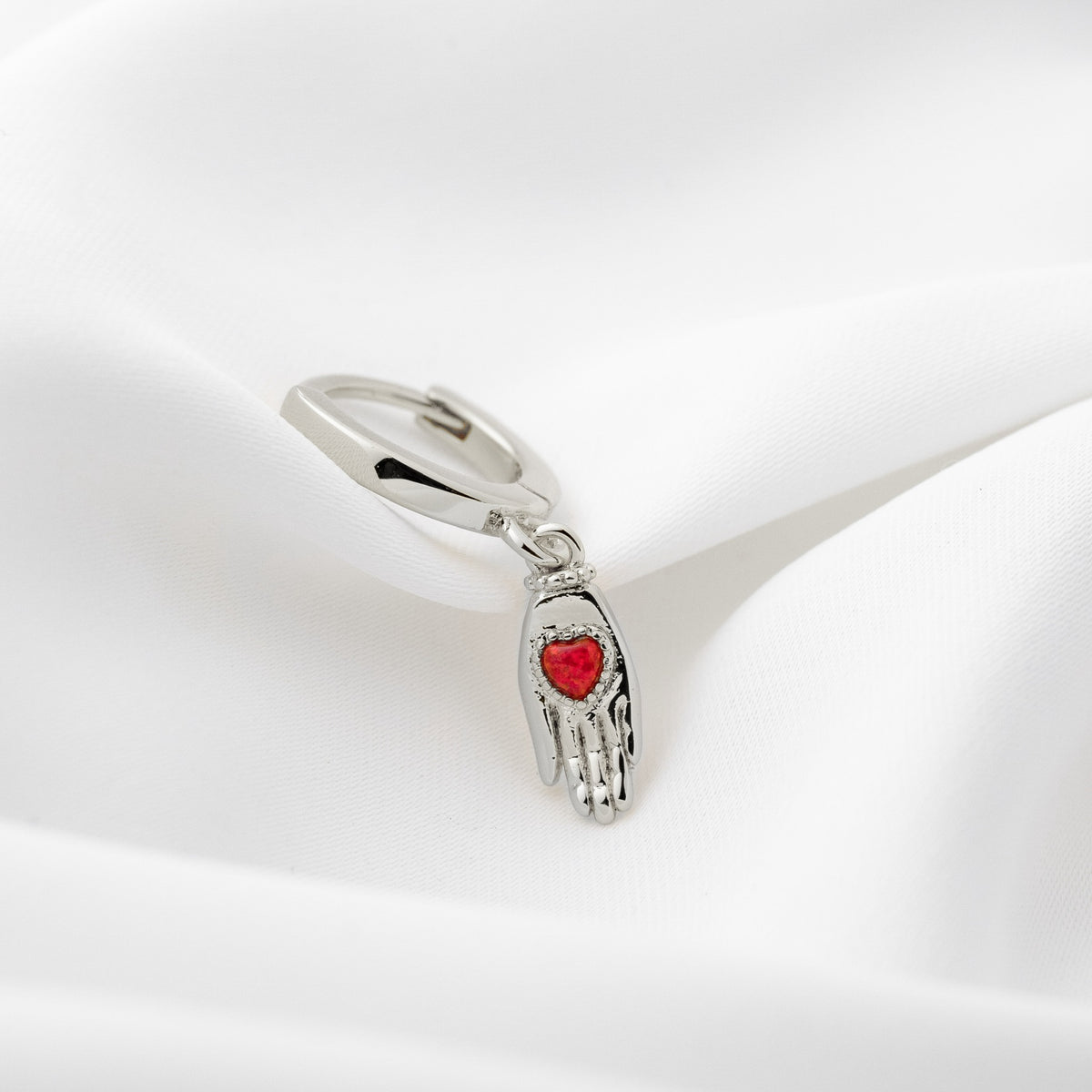 Silver Handing Opal Love Earring