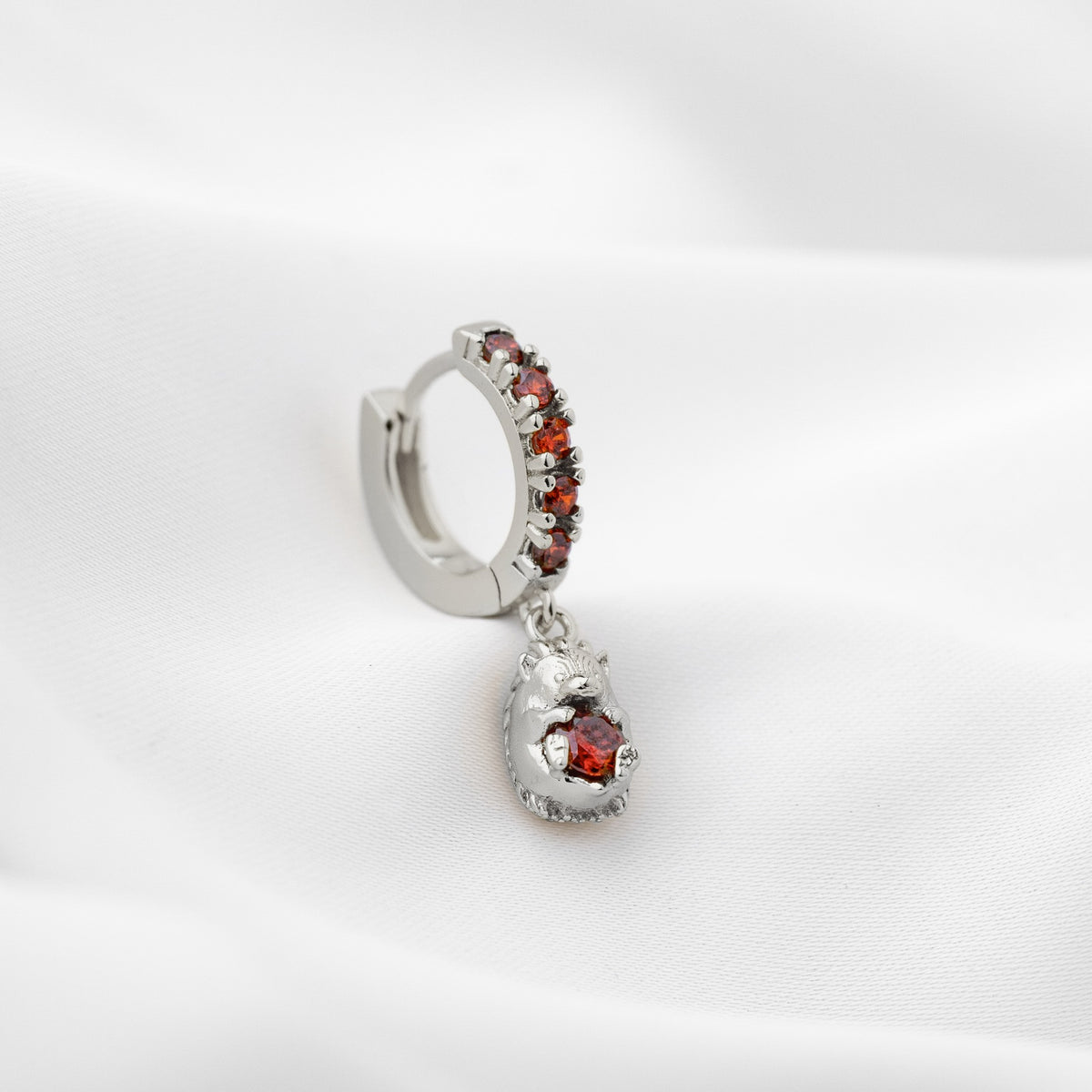Silver Hedgehog's Treasure Earring