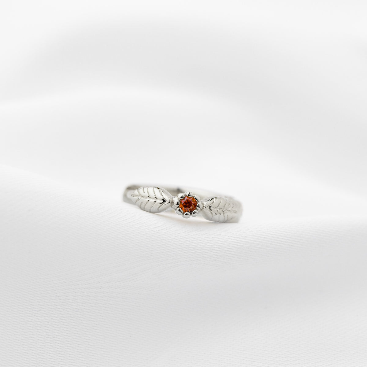 Silver Garnet Wildflower Hoop