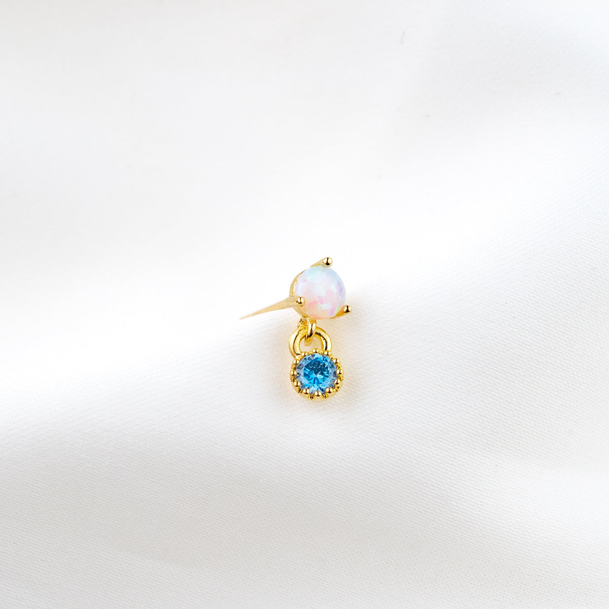 Opal Earpin Tiny Turquoise