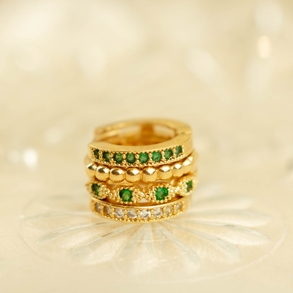 Emerald Diamond Ring Hoop