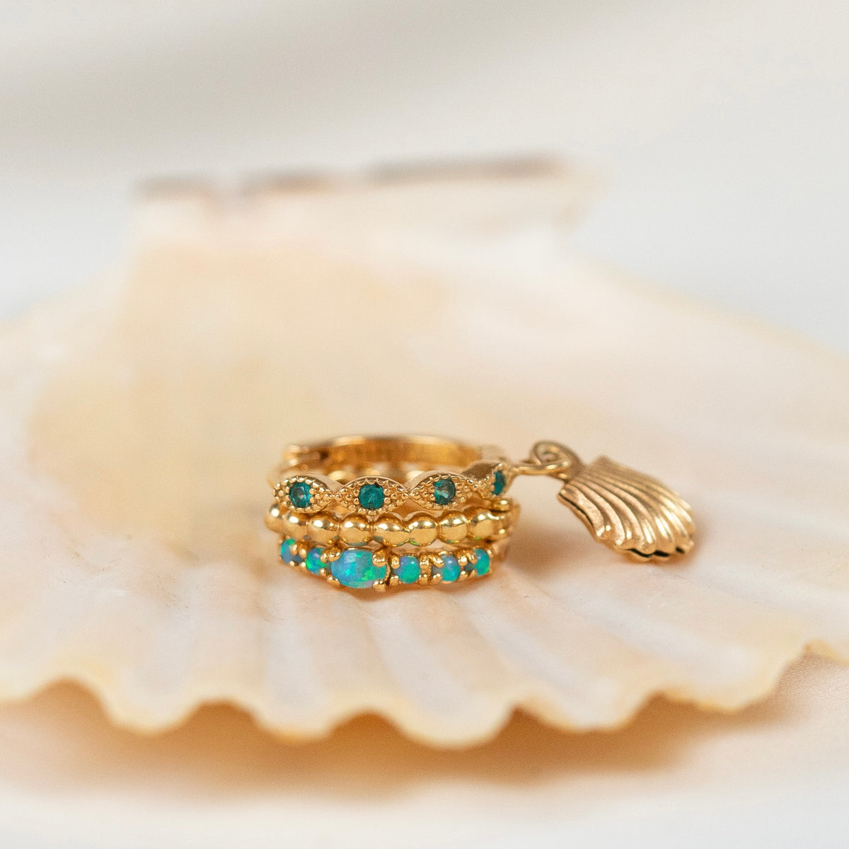 Turquoise Summer Opal Hoop