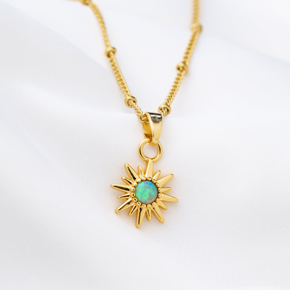 Bohemian Green Opal Sun Necklace