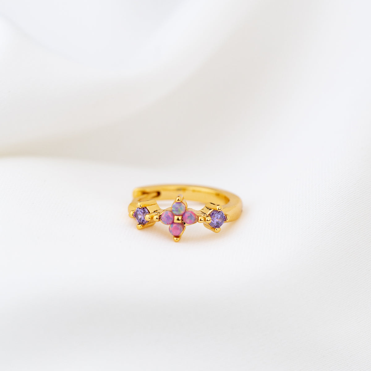 Purple Opal Blossom Hoop