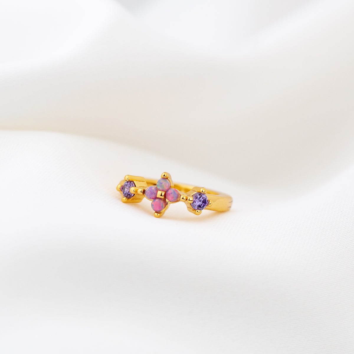 Purple Opal Blossom Hoop