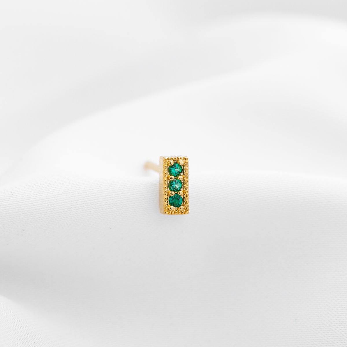 Tiny Emerald Bar Stud