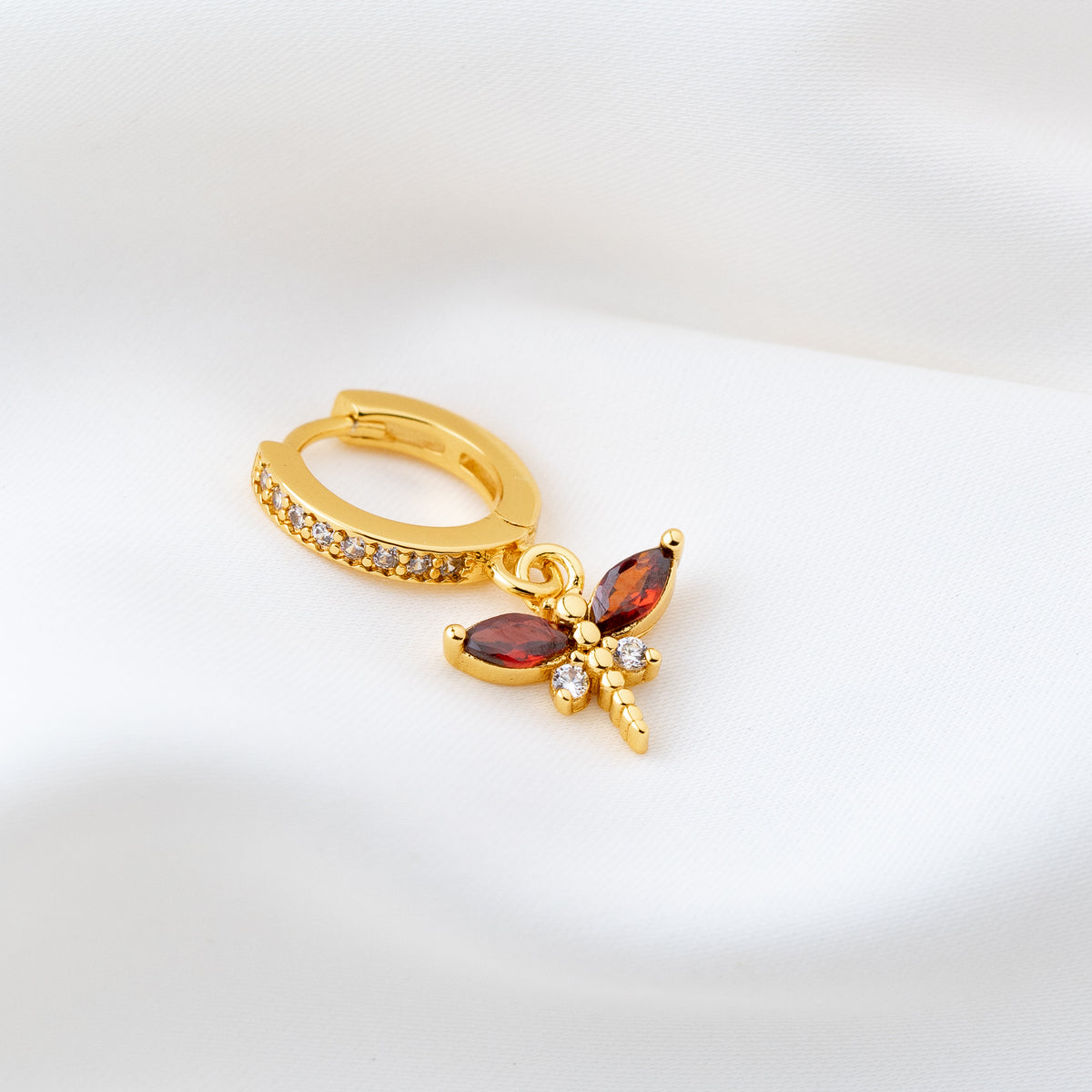 Garnet Dragonfly Earring