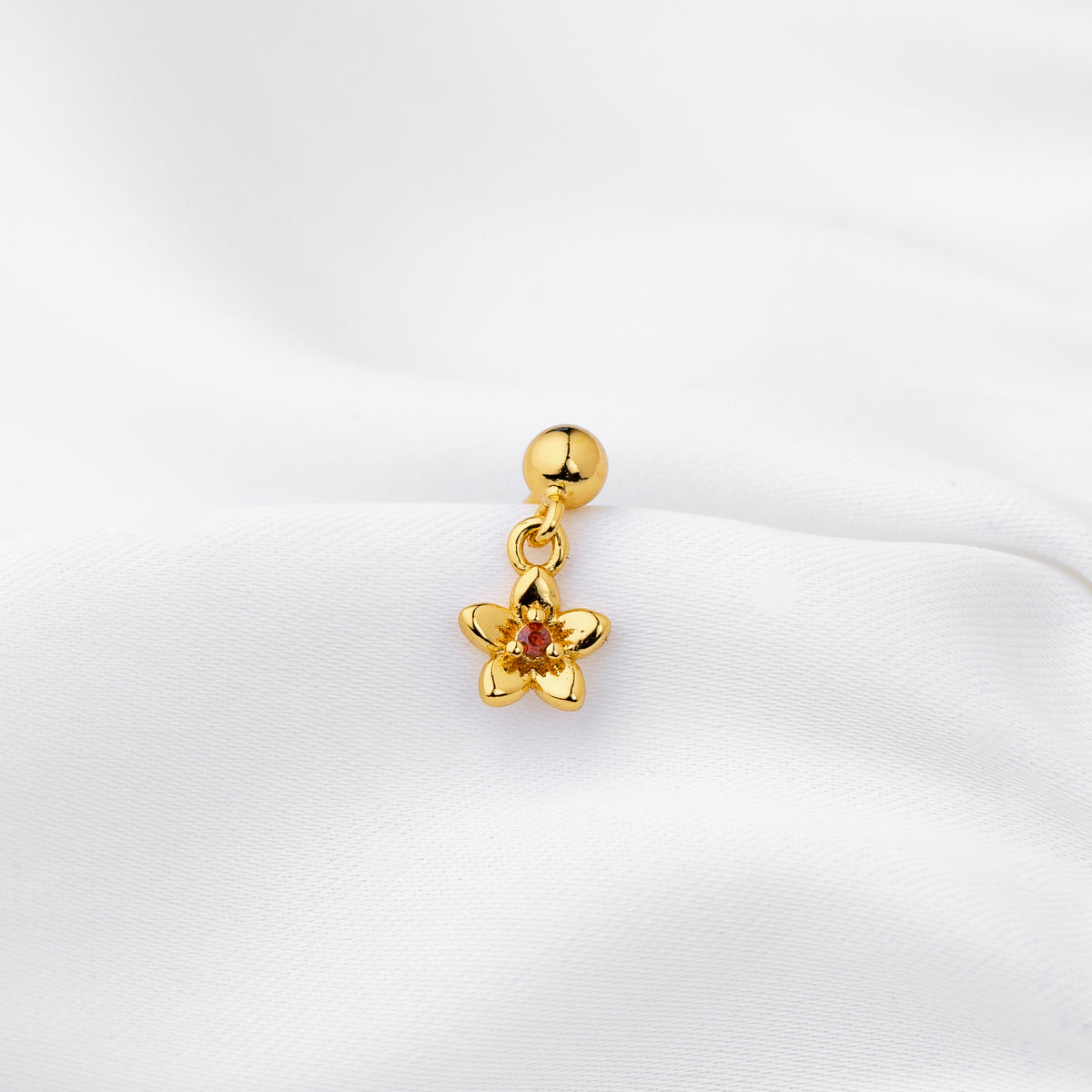 Mini Garnet Flower Earpin