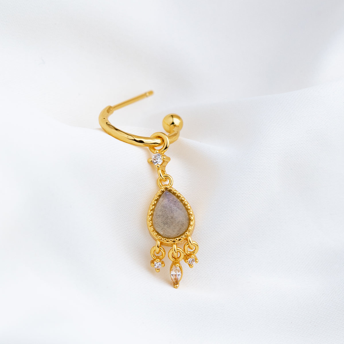 Mystic Labradorite Earpin
