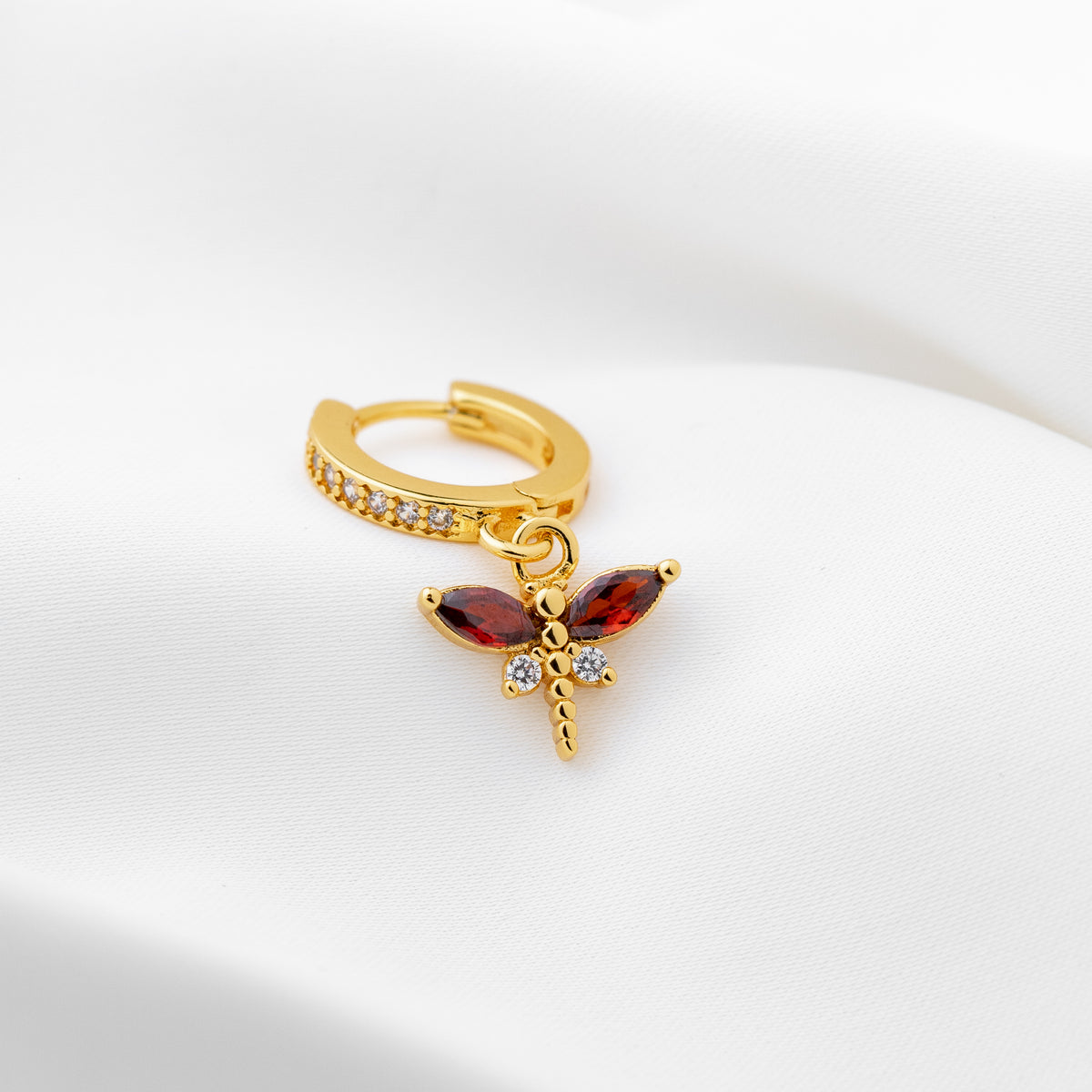 Garnet Dragonfly Earring