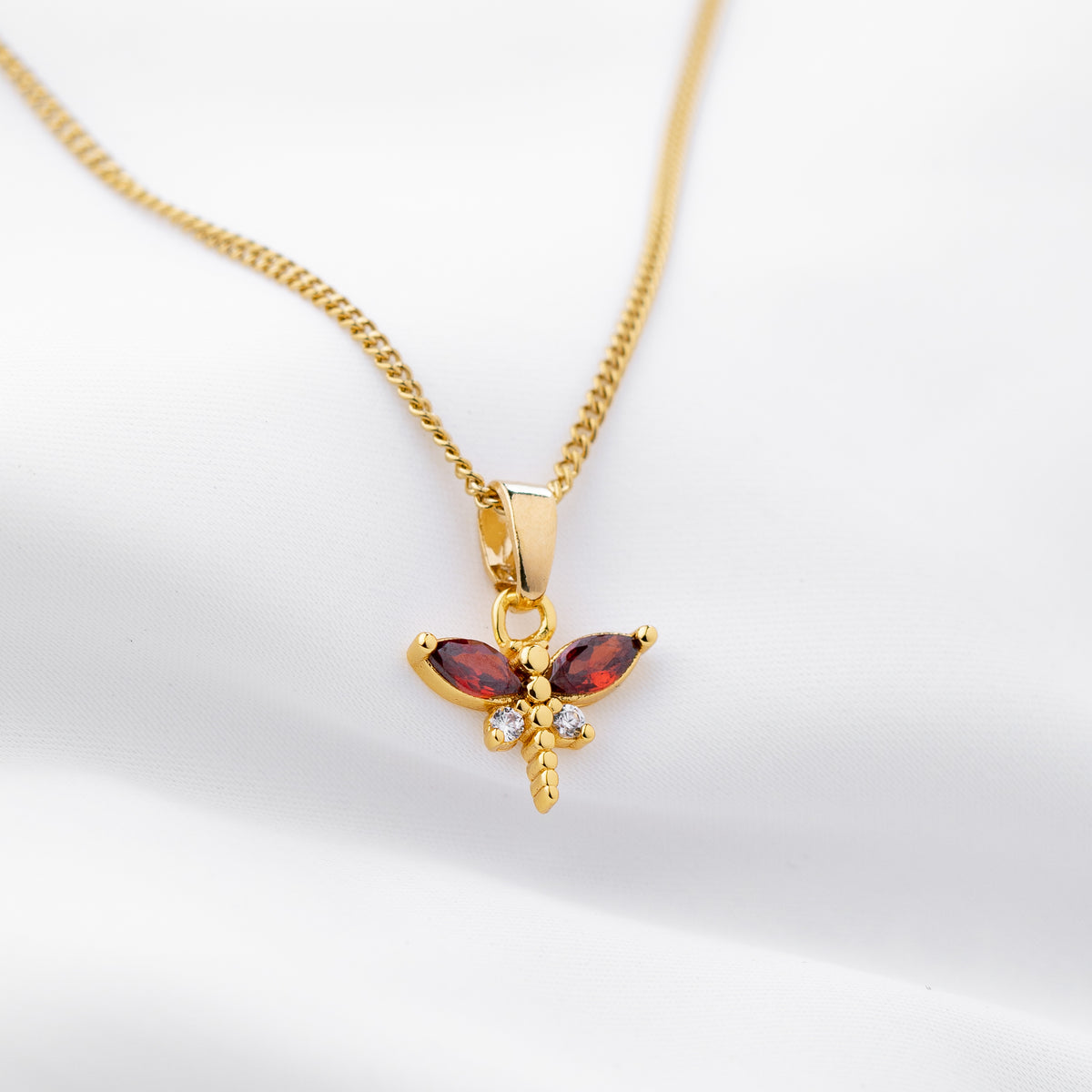 Garnet Dragonfly Necklace