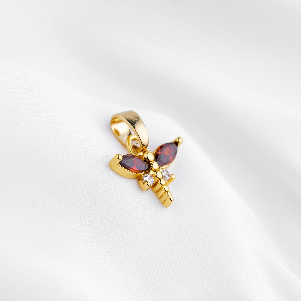Garnet Dragonfly Necklace