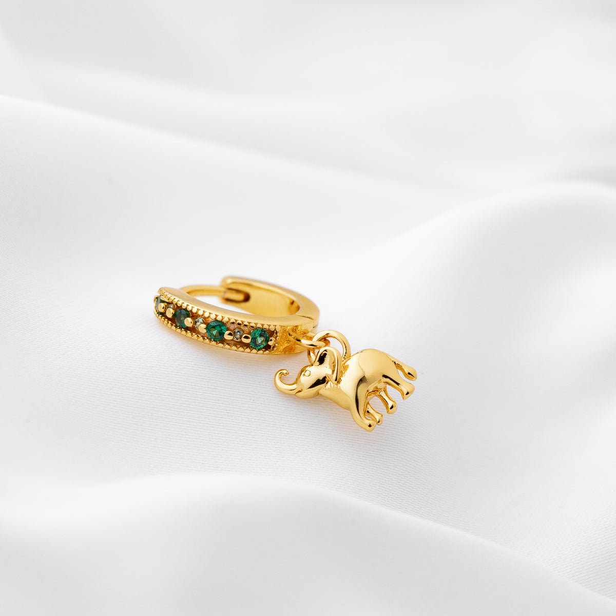Emerald Elephant Earring