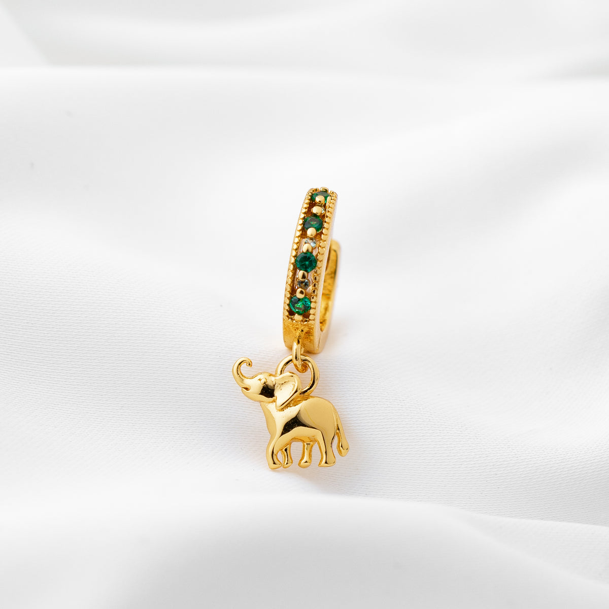 Emerald Elephant Earring