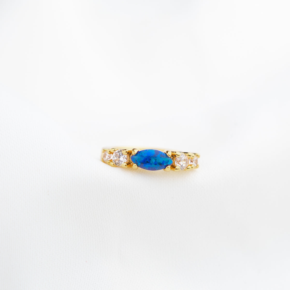 Dark Blue Opal Marquise Sparkling Hoop