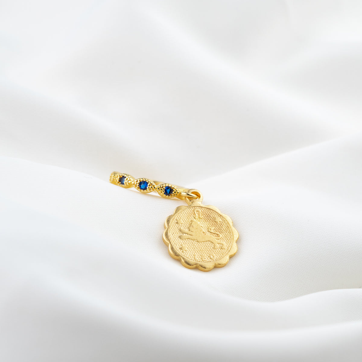 Sapphire Blue Star Sign Coin Earring