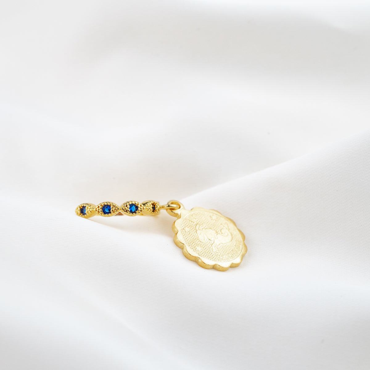 Sapphire Blue Star Sign Coin Earring