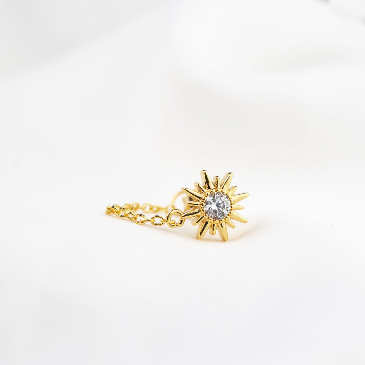 Diamond Sun Chain Earpin