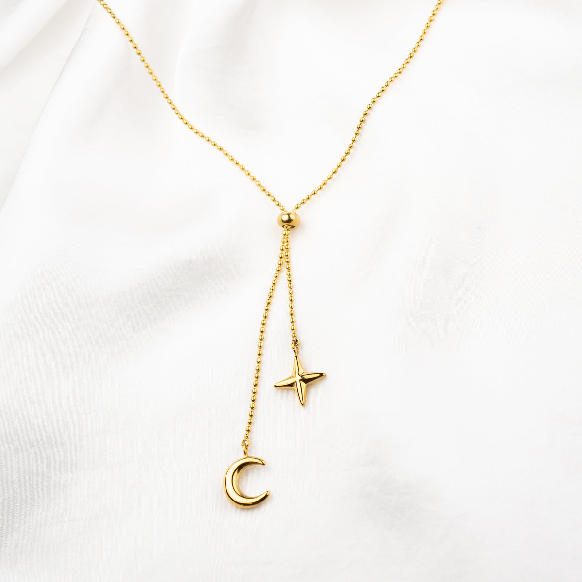 Dangling Moon and Star Necklace