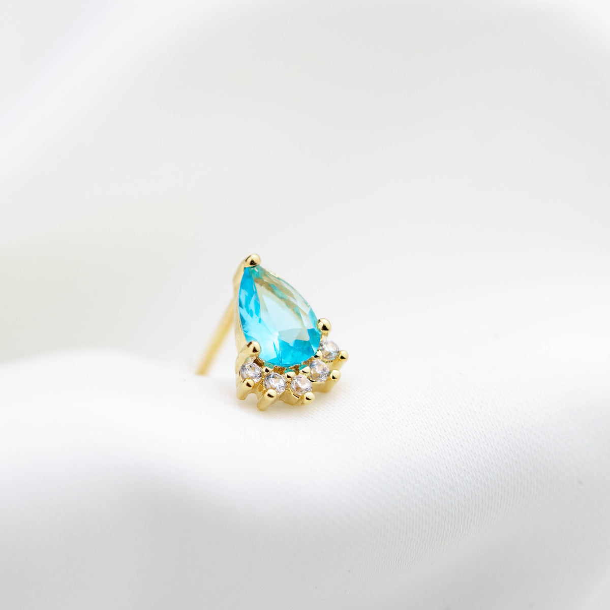 Frozen Blue Sparkling Drop Stud