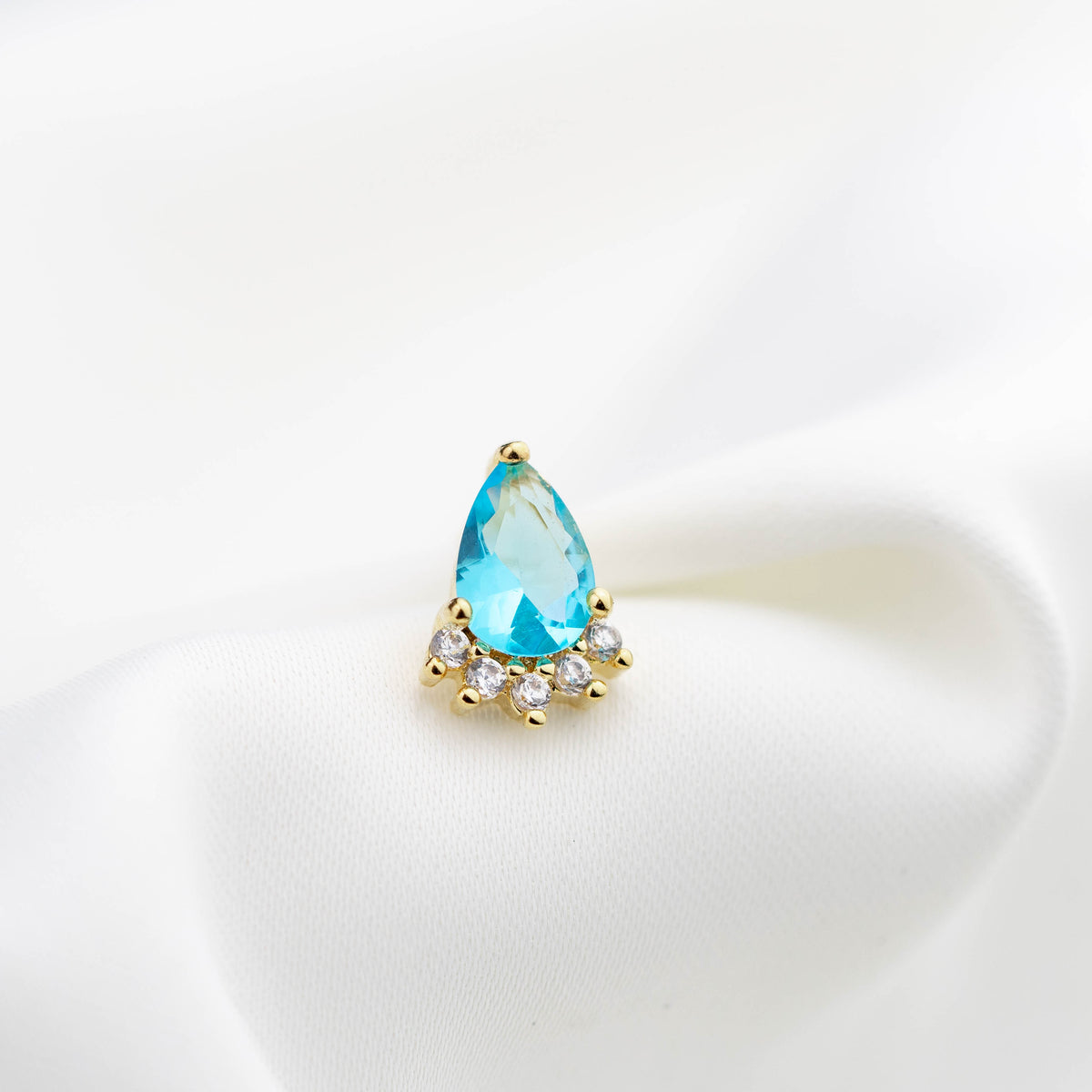 Frozen Blue Sparkling Drop Stud