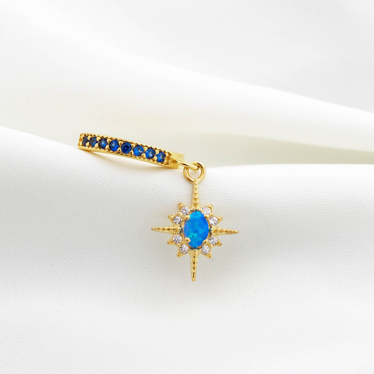 Sparkling Deep Blue Delicate Opal North Star Earring