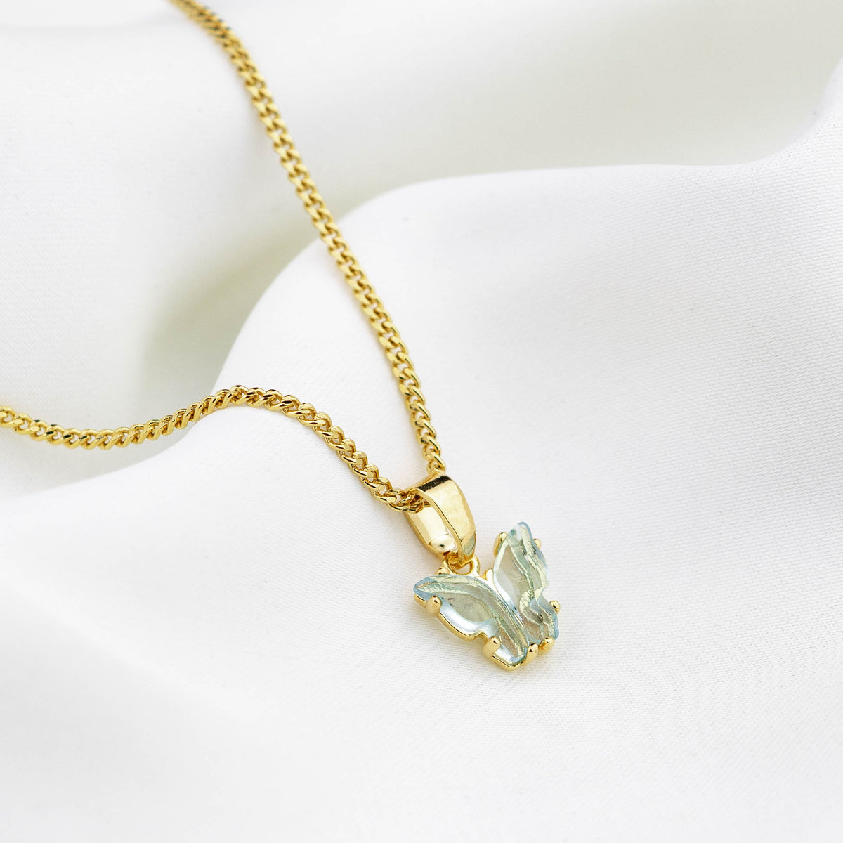 Ice Blue Butterfly Necklace