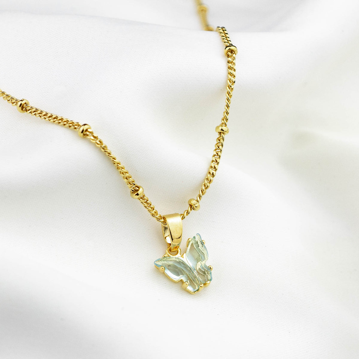 Ice Blue Butterfly Necklace