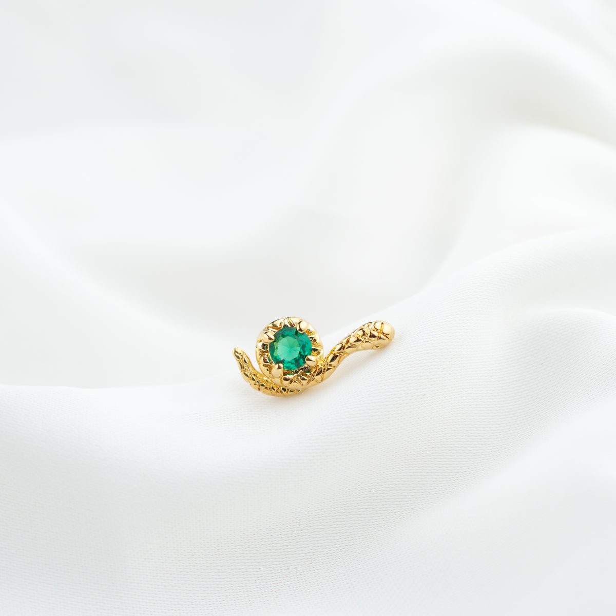Emerald Curling Snake Stud