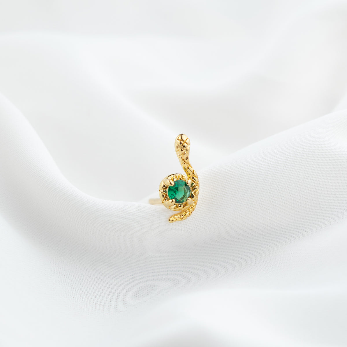 Emerald Curling Snake Stud